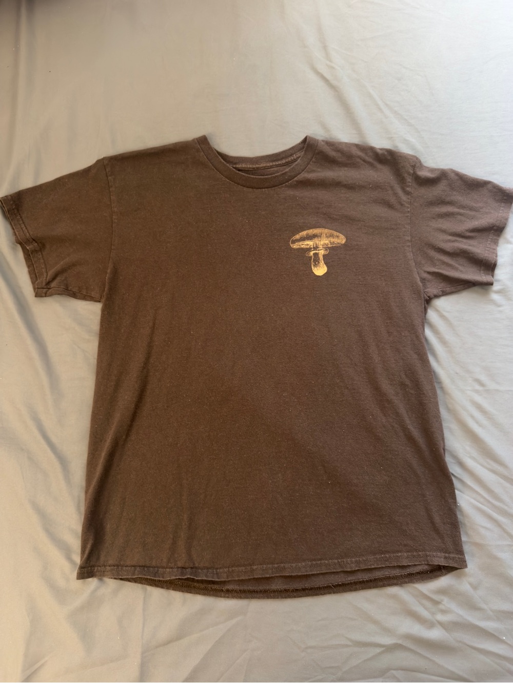 Men's Brown Graphic T-Shirt with Mushroom Print